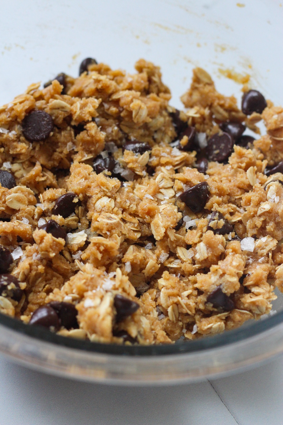Best edible cookie dough in a glass bowl on a backdrop