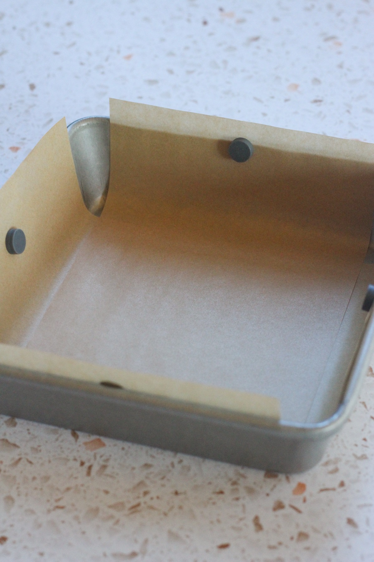 Baking sheet lined with parchment paper.