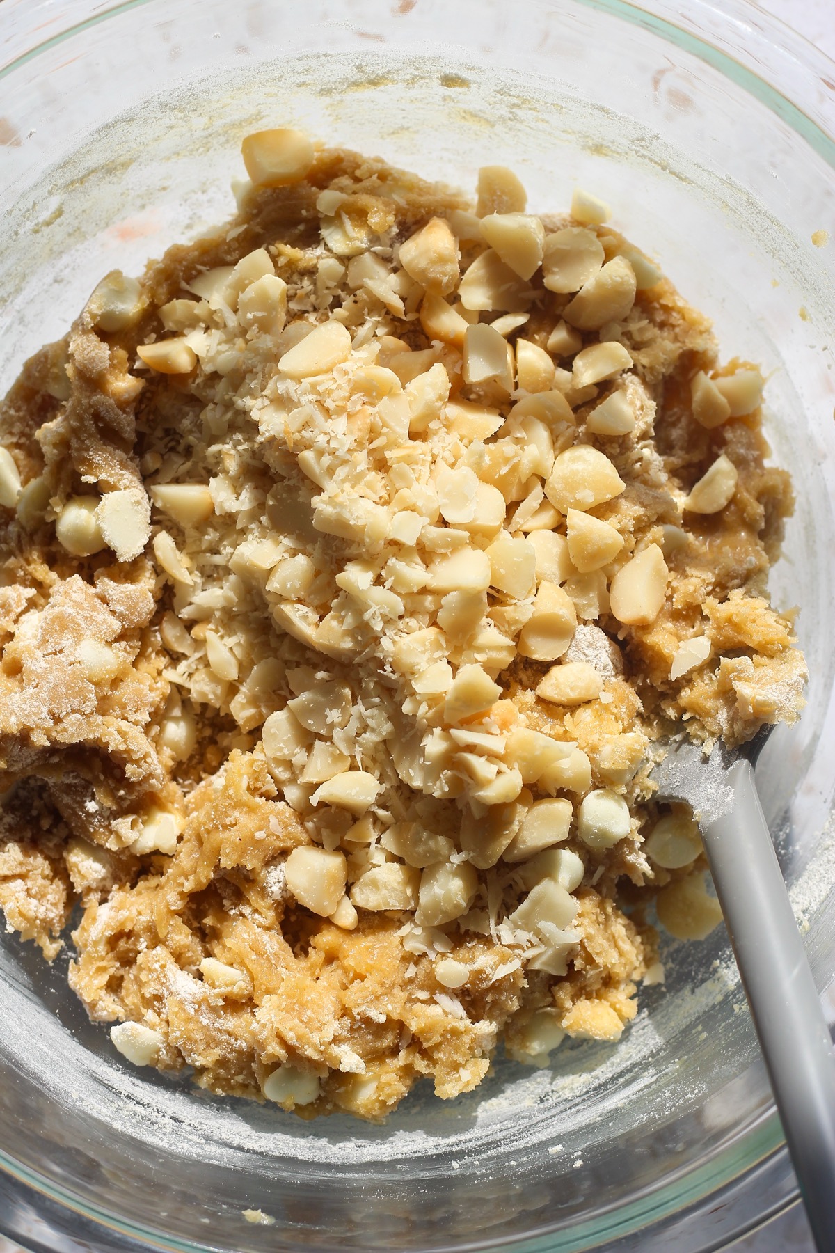 White chocolate macadamia nut cookie dough.